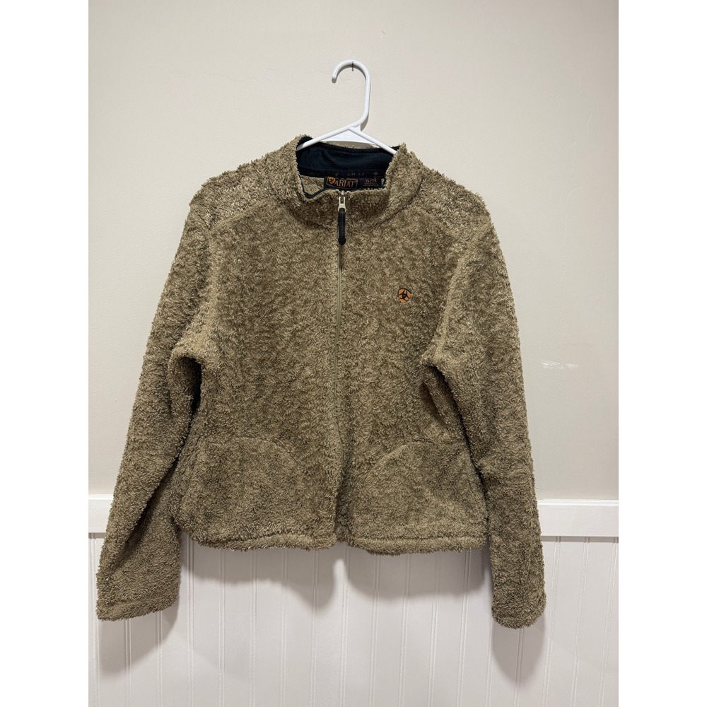 Ariat Full Zip Jacket Fleece Sherpa Tan Western Outdoor Women Size XL